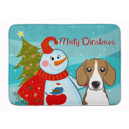 Carolines Treasures Snowman with Beagle Machine Washable Memory Foam Mat BB1859RUG